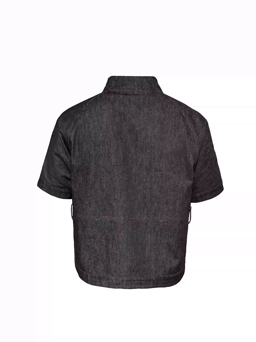 Stand Collar Denim Shirts With Pockets