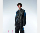 Men's Distressed Cropped Leather Moto Jacket