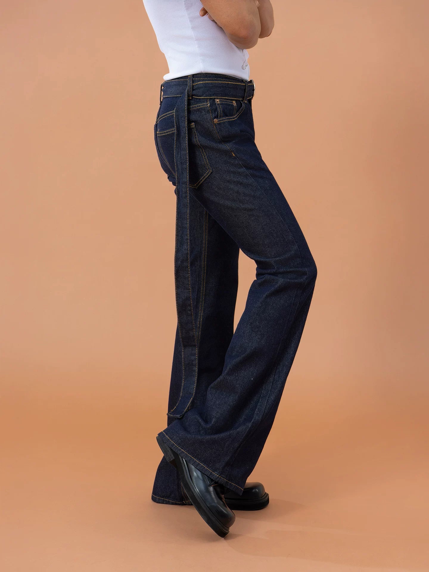Men's Dark Blue Slim Flared Jeans