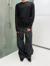 Comfortable Rippled Wool Long Sleeve Top