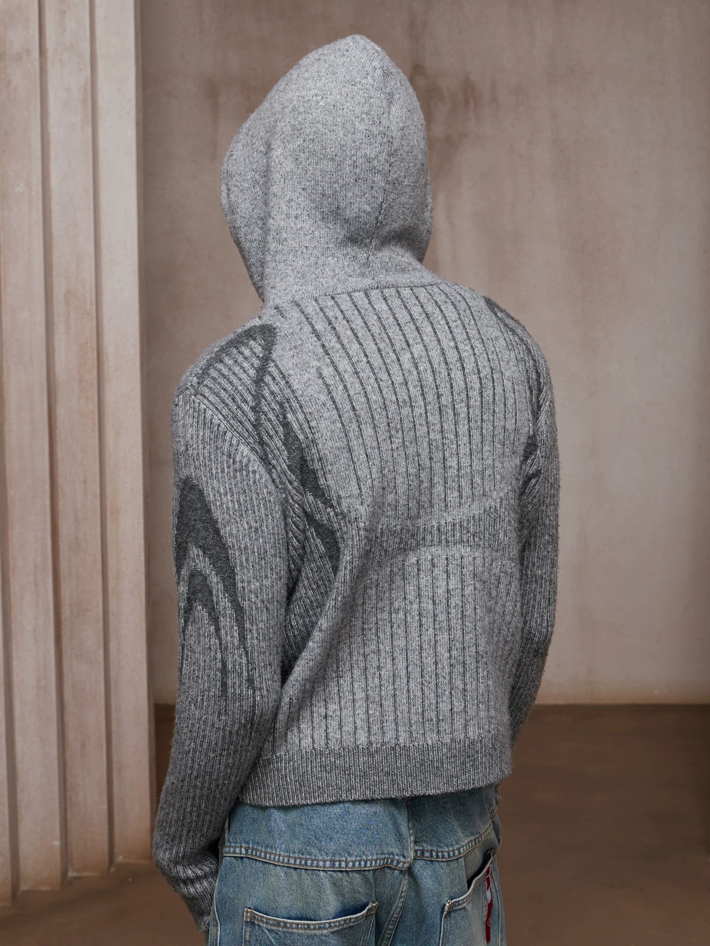 Color Block Wool Blend Zip Cardigan