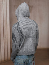 Color Block Wool Blend Zip Cardigan