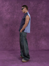Men's Plaid Striped Patchwork Rivet Vest