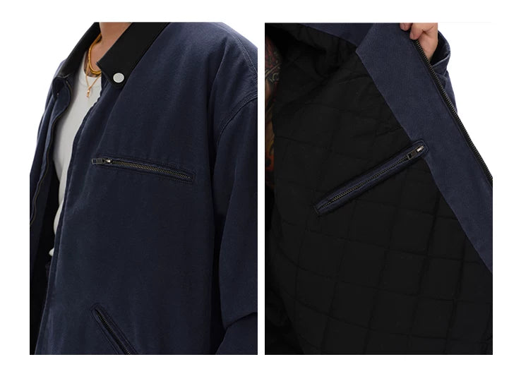 Men's Washed Patchwork Leather Jacket