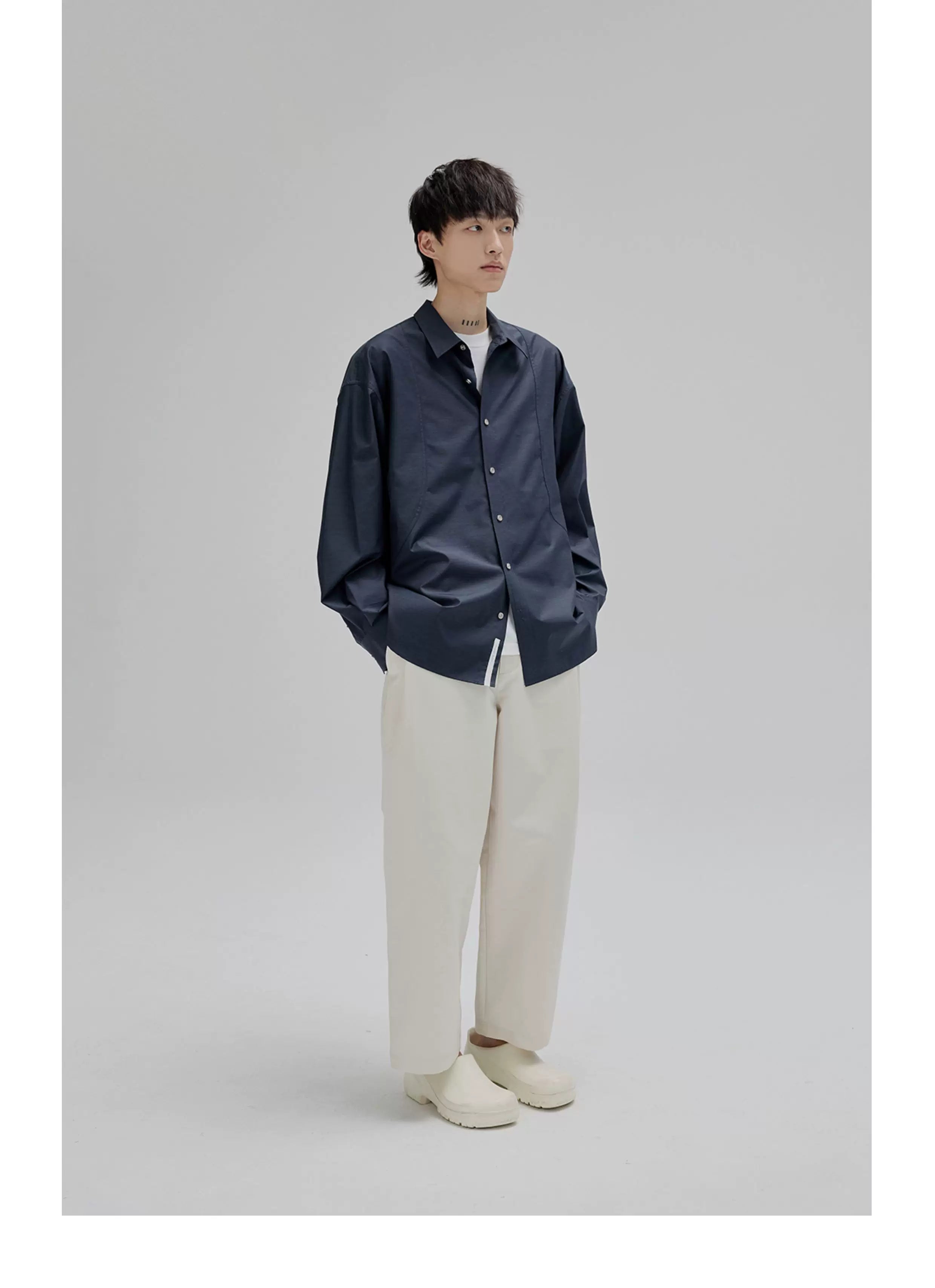 Basic Long Sleeve Cotton Blend Shirt