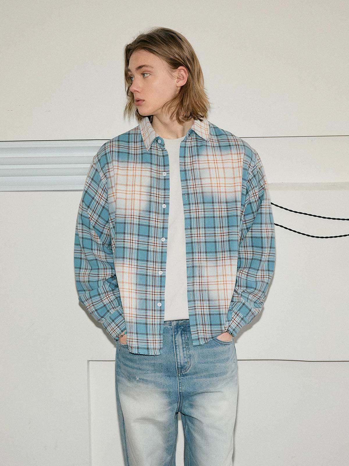 Vintage Wash Plaid Long Sleeve Shirt