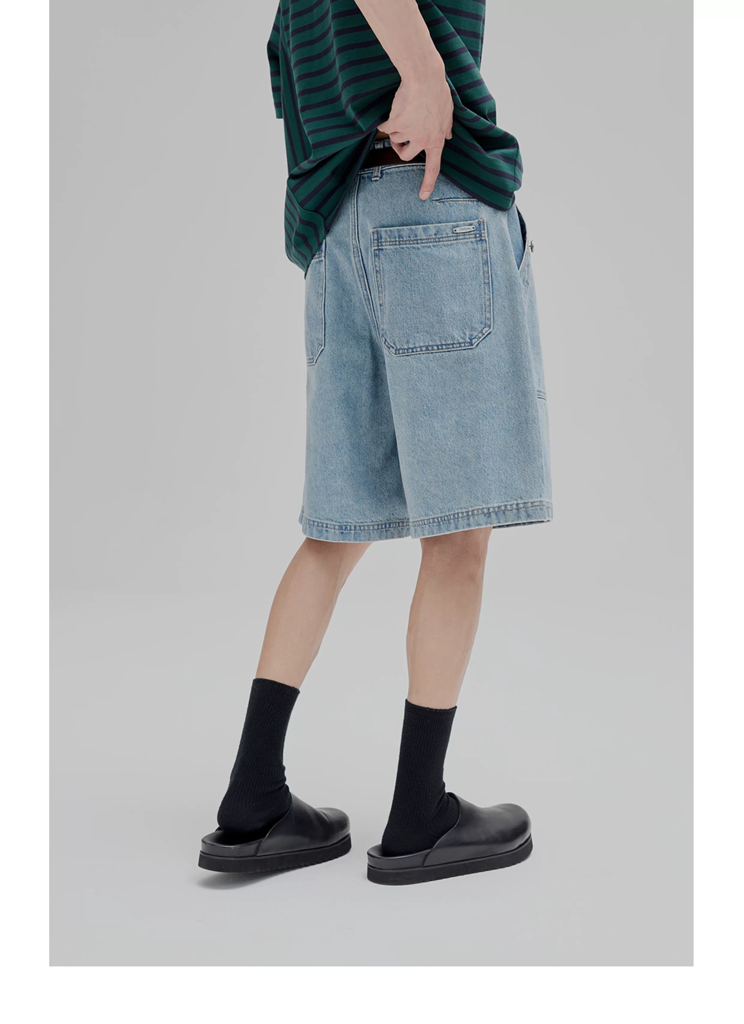 Relaxed Vintage Wash Denim Shorts