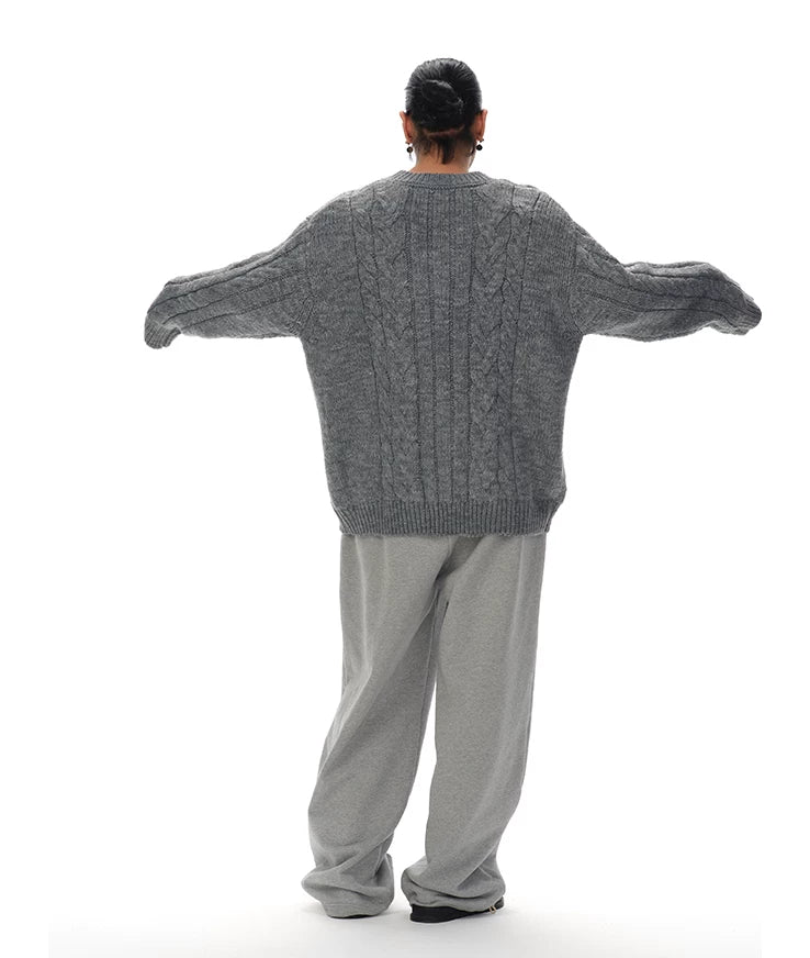 Men's V-neck Twist Wool Blend Sweater
