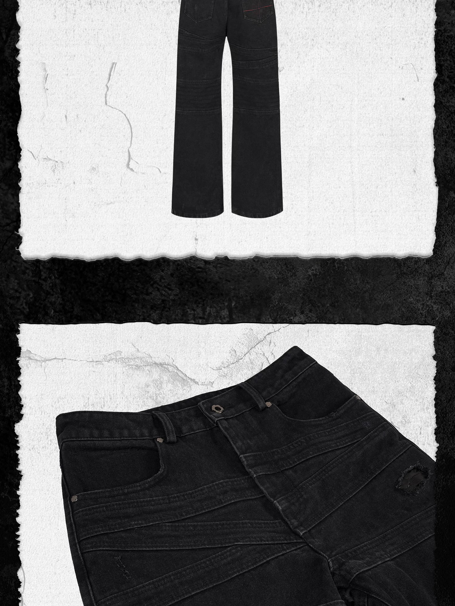 Snake Skin Distressed Bandage Flared Jeans