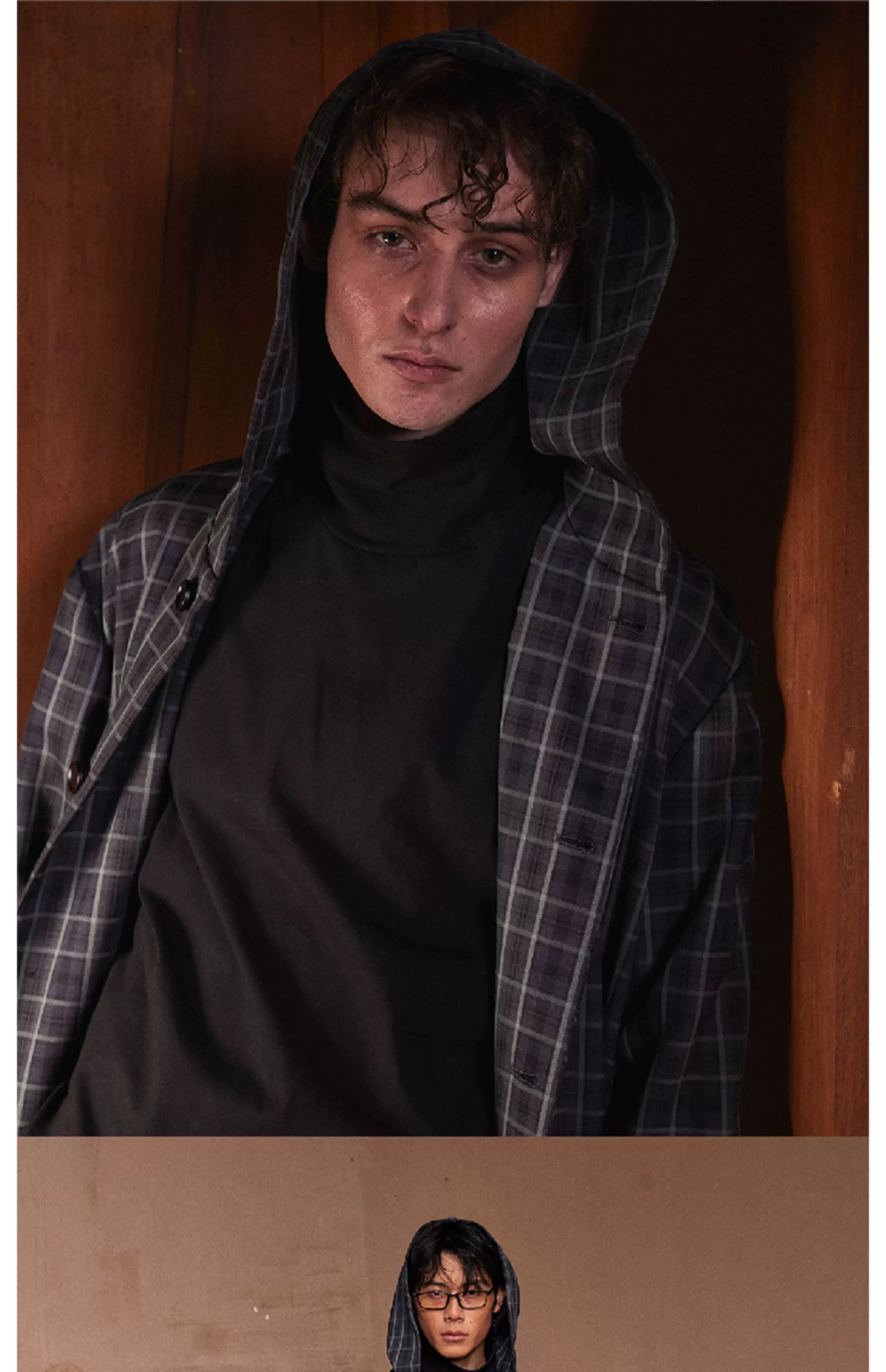 Lightweight Plaid Hooded Robe Set