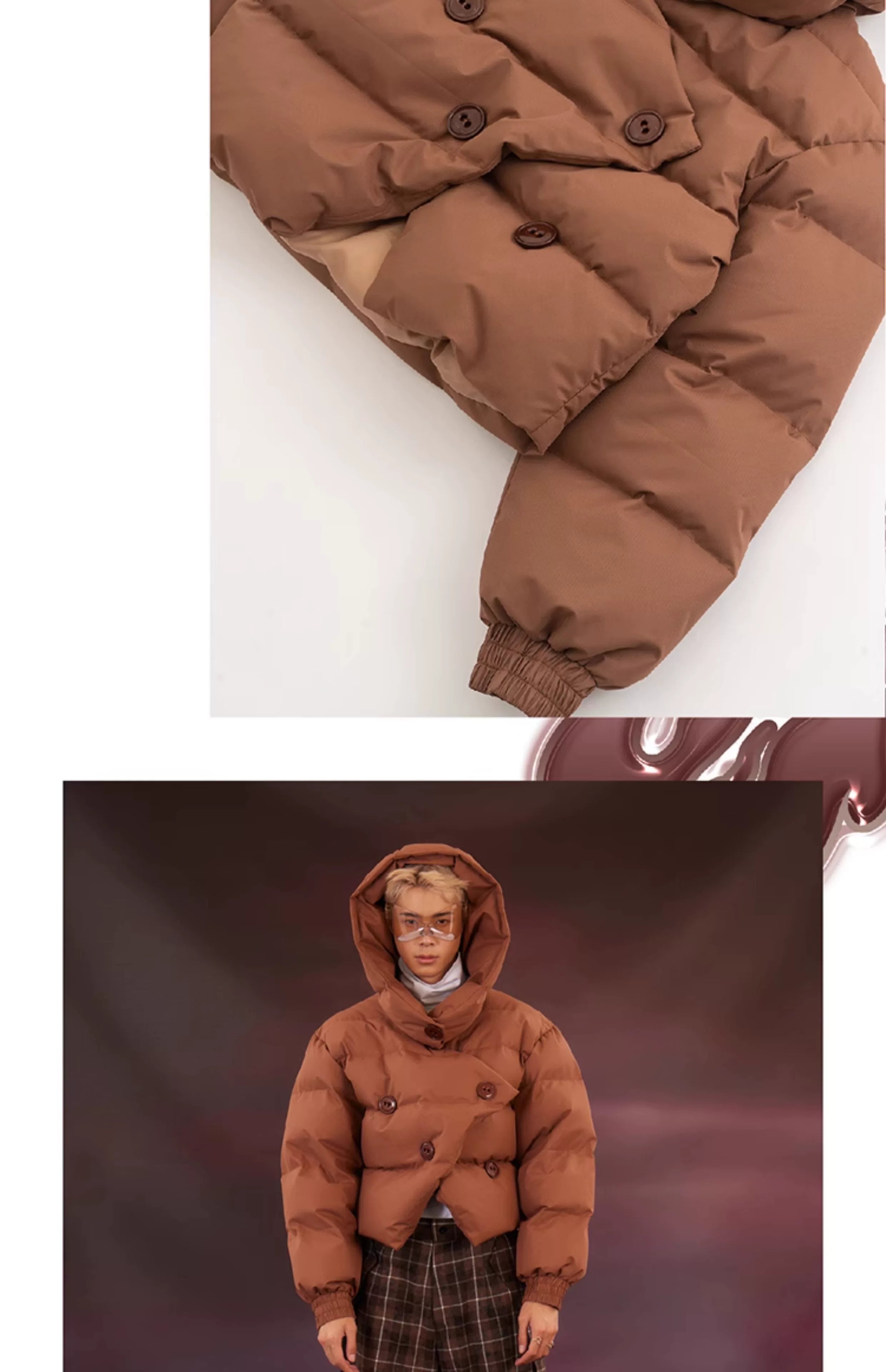 Unisex Y2K Cropped Down Puffer Jacket