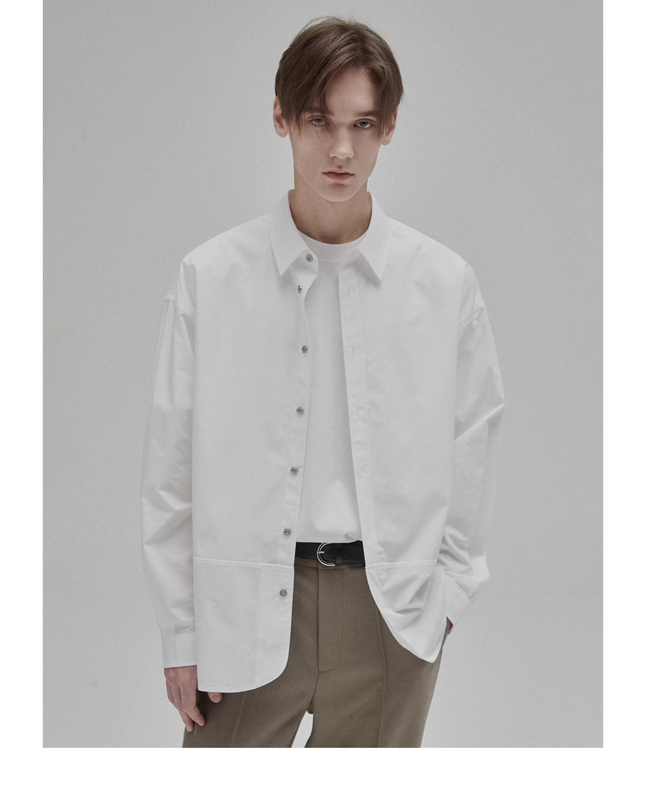 Basic Satin Slub Curved Hem Shirt