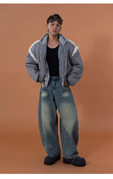 Gray 2-in-1 Hooded Sherpa Bomber Jacket