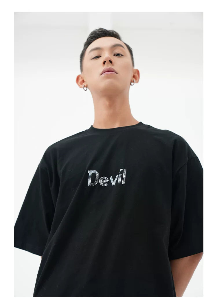 Black Sequin Devil Wing Tee