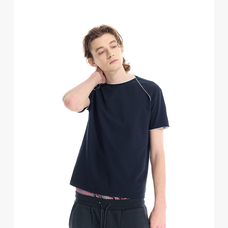 Tri-color Sorona Lace Raglan Slim Tee