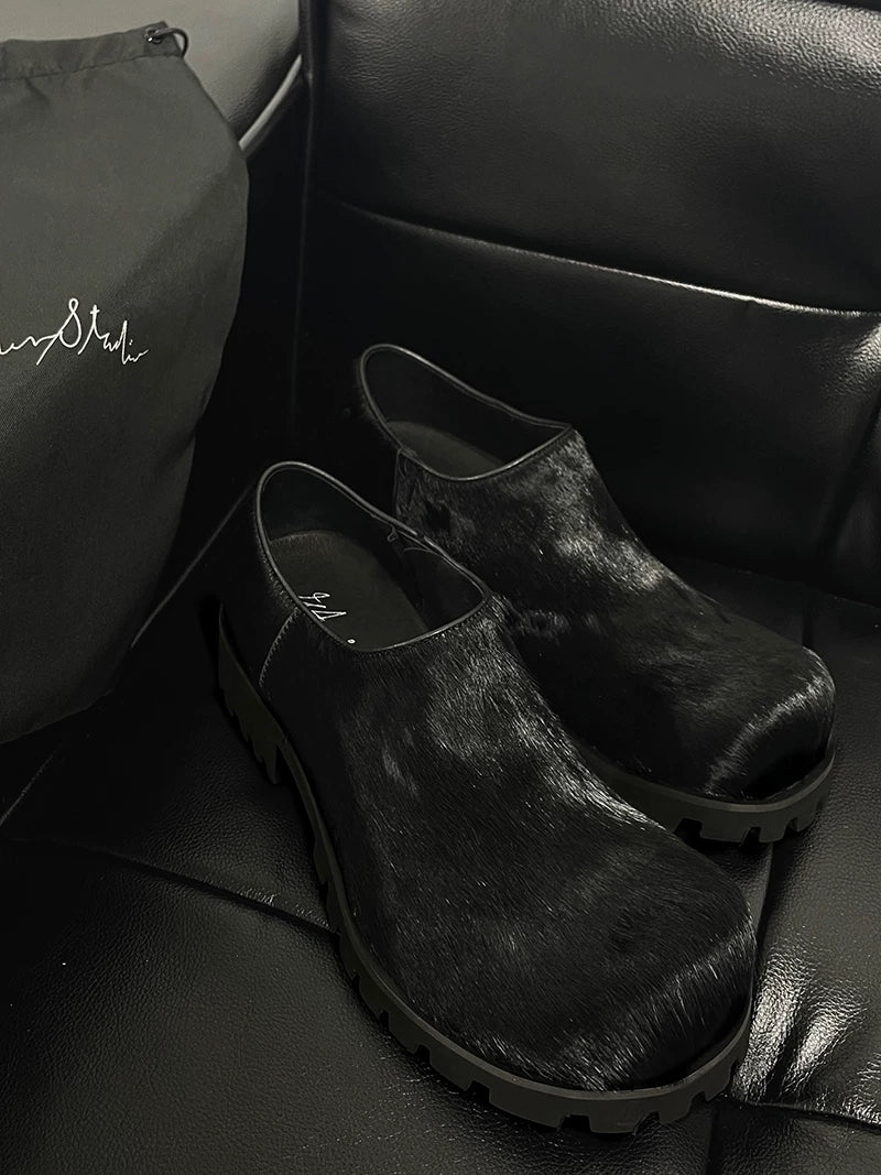 5cm Heightened Horsehair Leather Derby Shoes