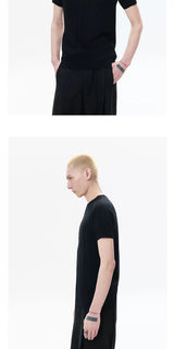 Short Sleeve Slim Ribbed Knit Tee