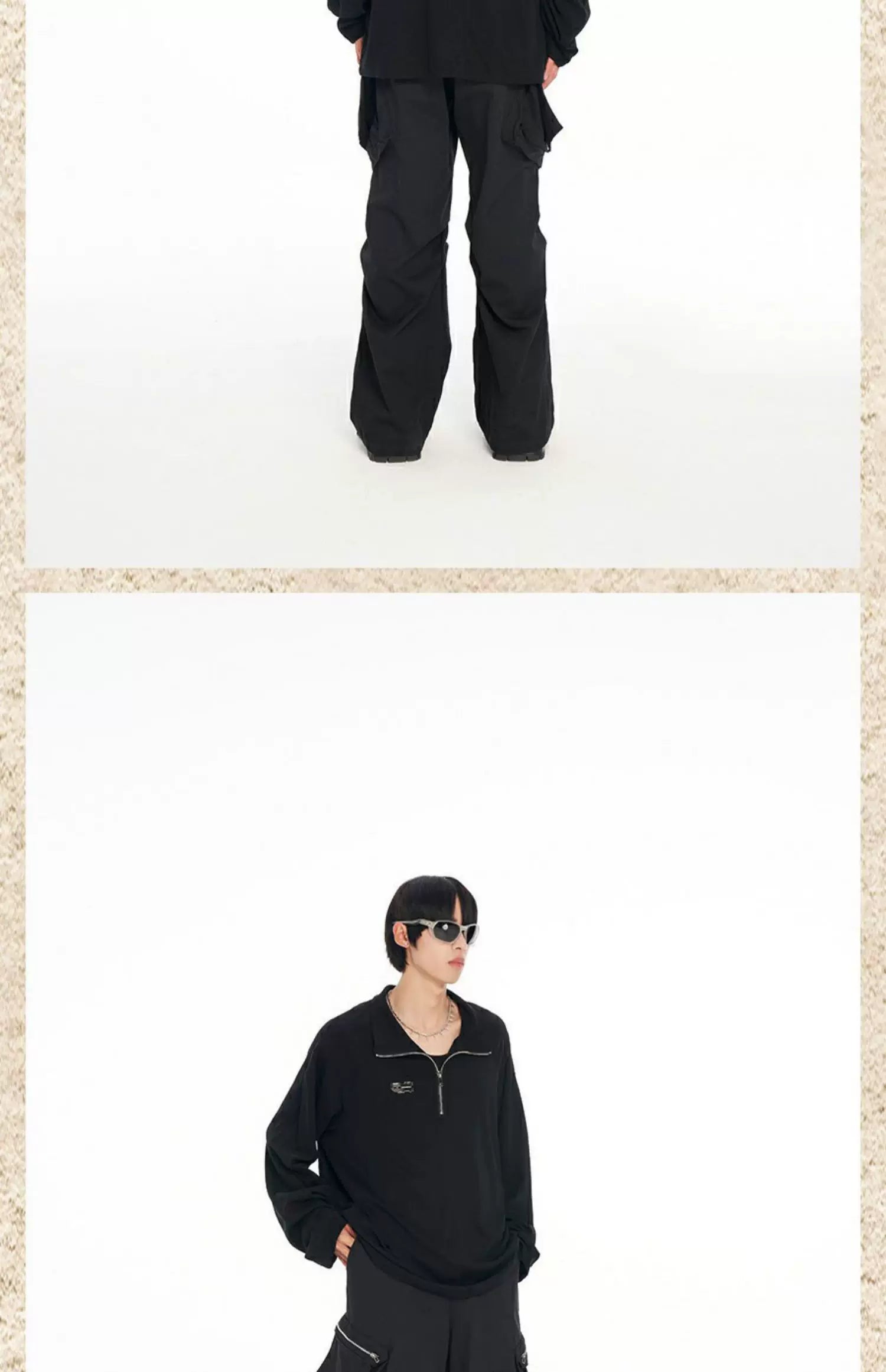 Men's Three-color Turtleneck Zip Long-sleeve Tees