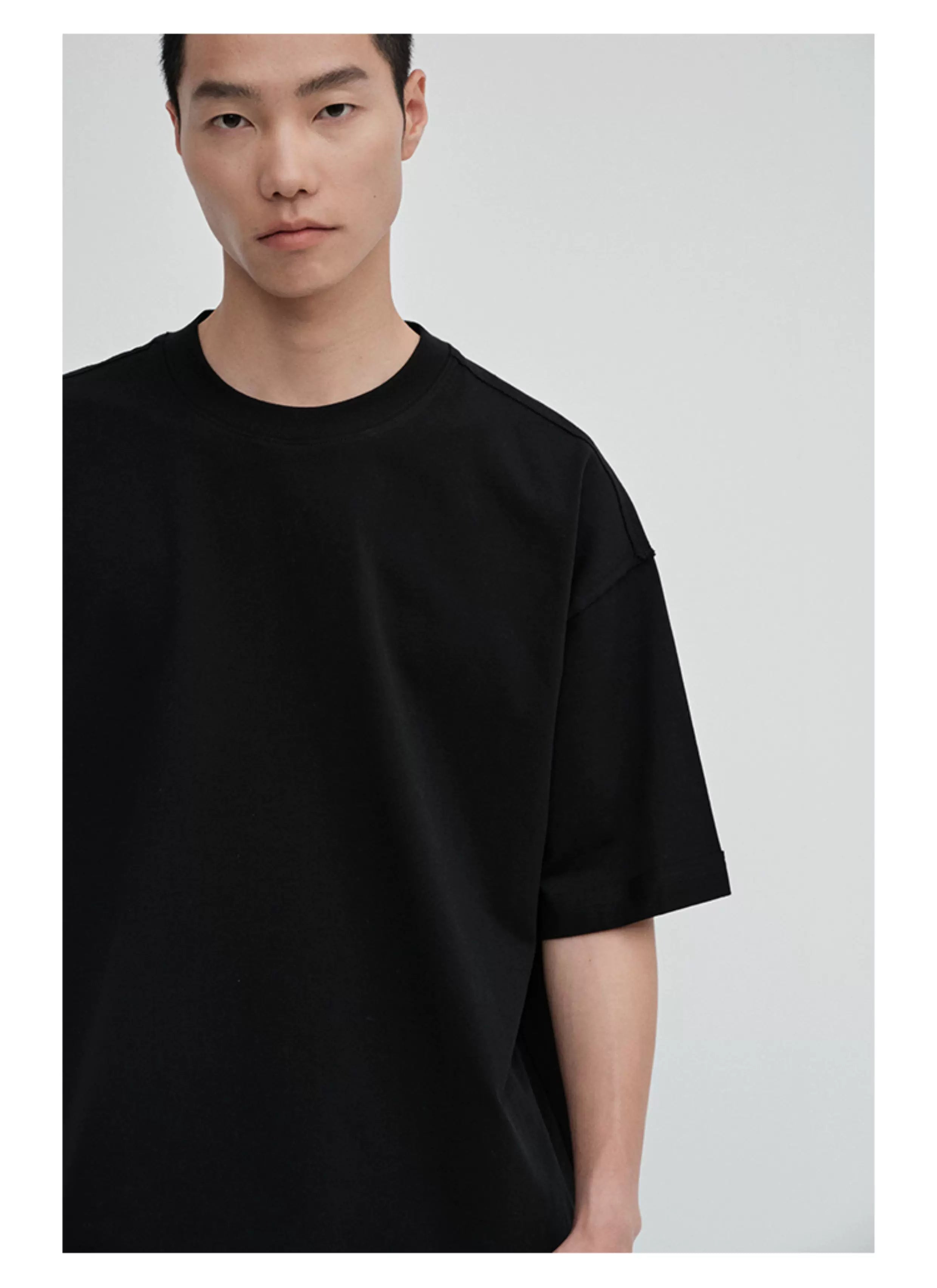Crew Neck Raw Hem Short-Sleeve Tees