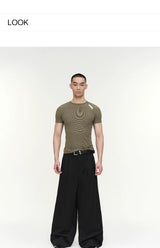 Natural Wash Double Pleated Loose Pants