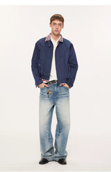 13oz Washed-Whiskered Cream Blue Straight Jeans