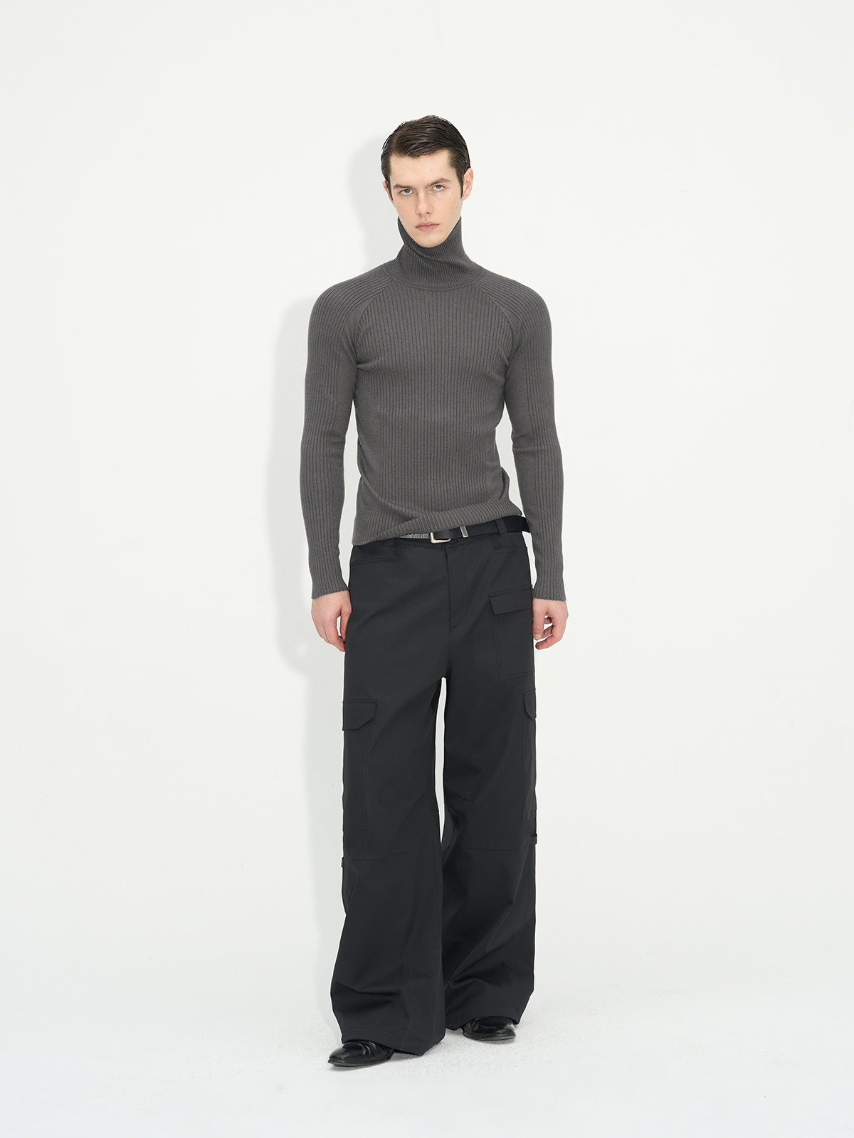 Slim Fit Ribbed Knit Long Sleeve Tops