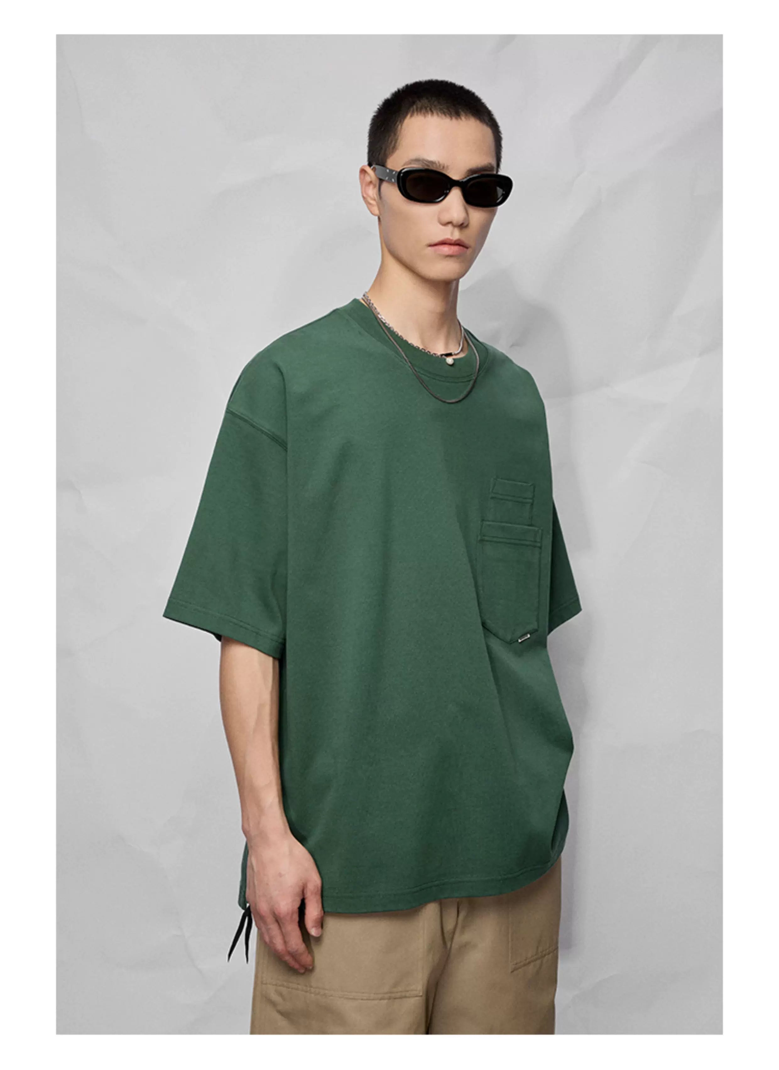Double Pocket Split Hem Loose Tee