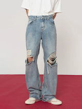 Men's Distressed Baggy Straight Jeans