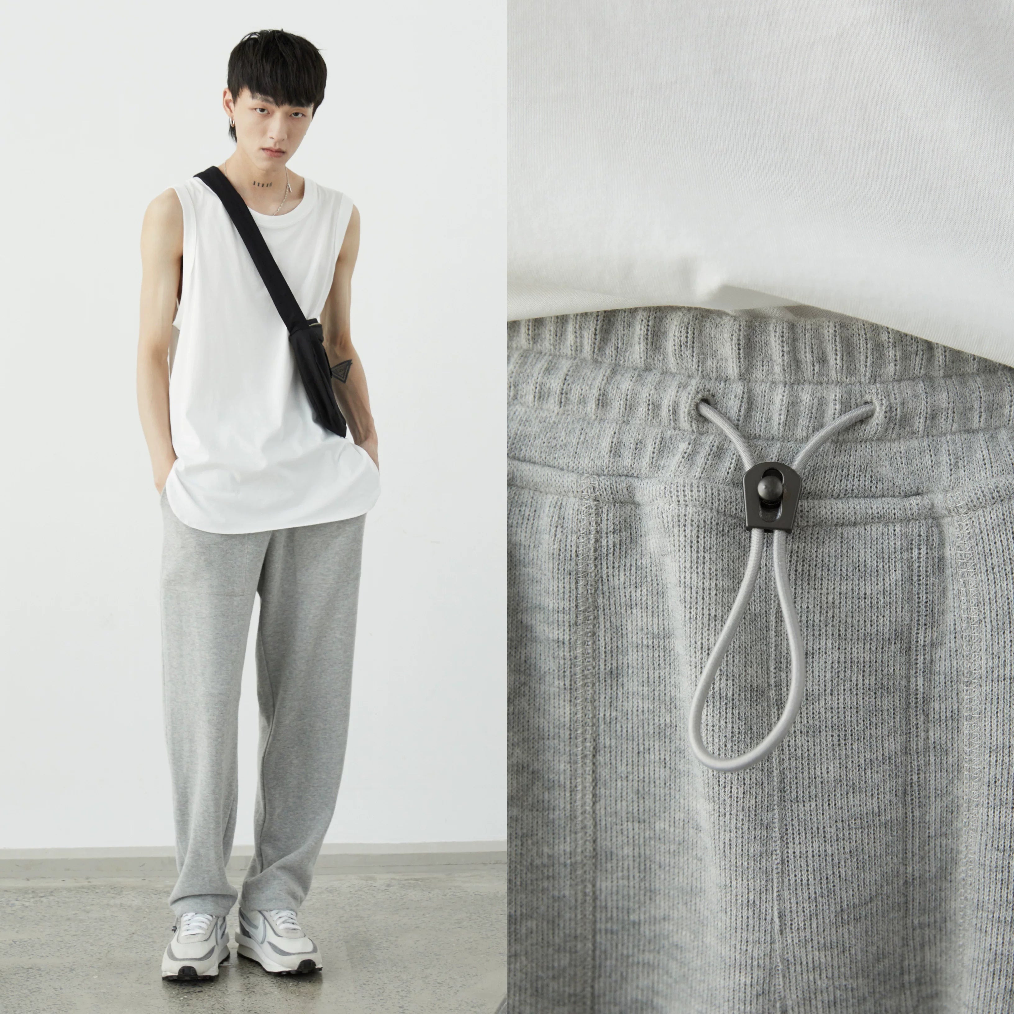 Stripe Plush Drawstring Track Pants