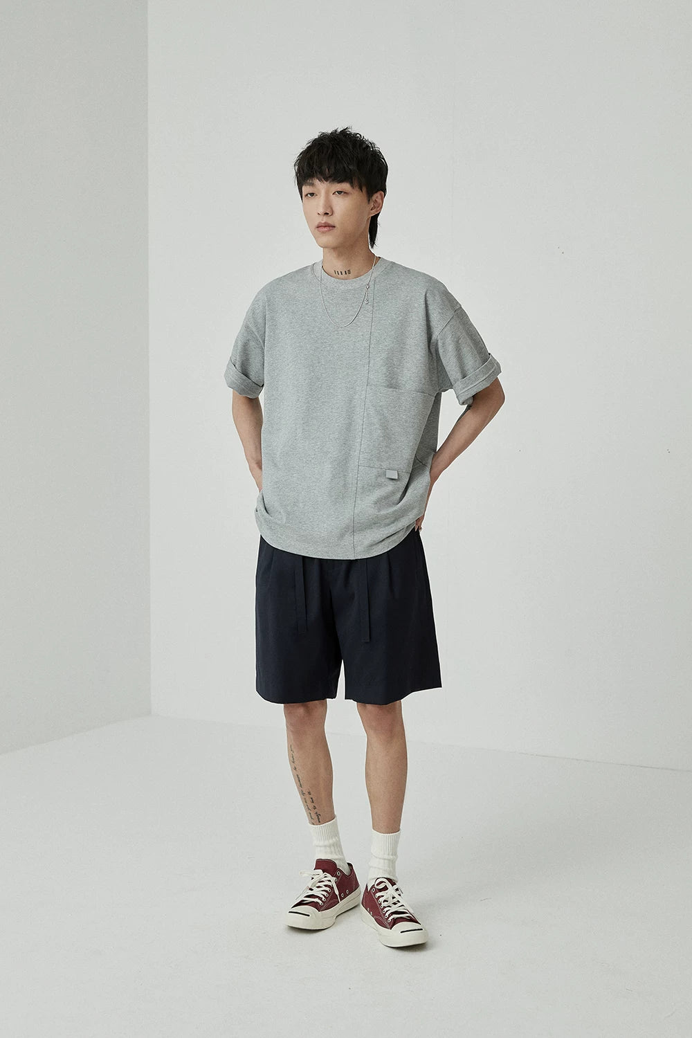 Draped Drawstring Elastic Waist Pleated Shorts