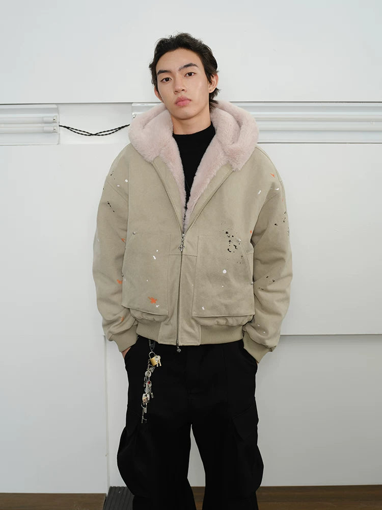 Men's Splatter Canvas Padded Jacket