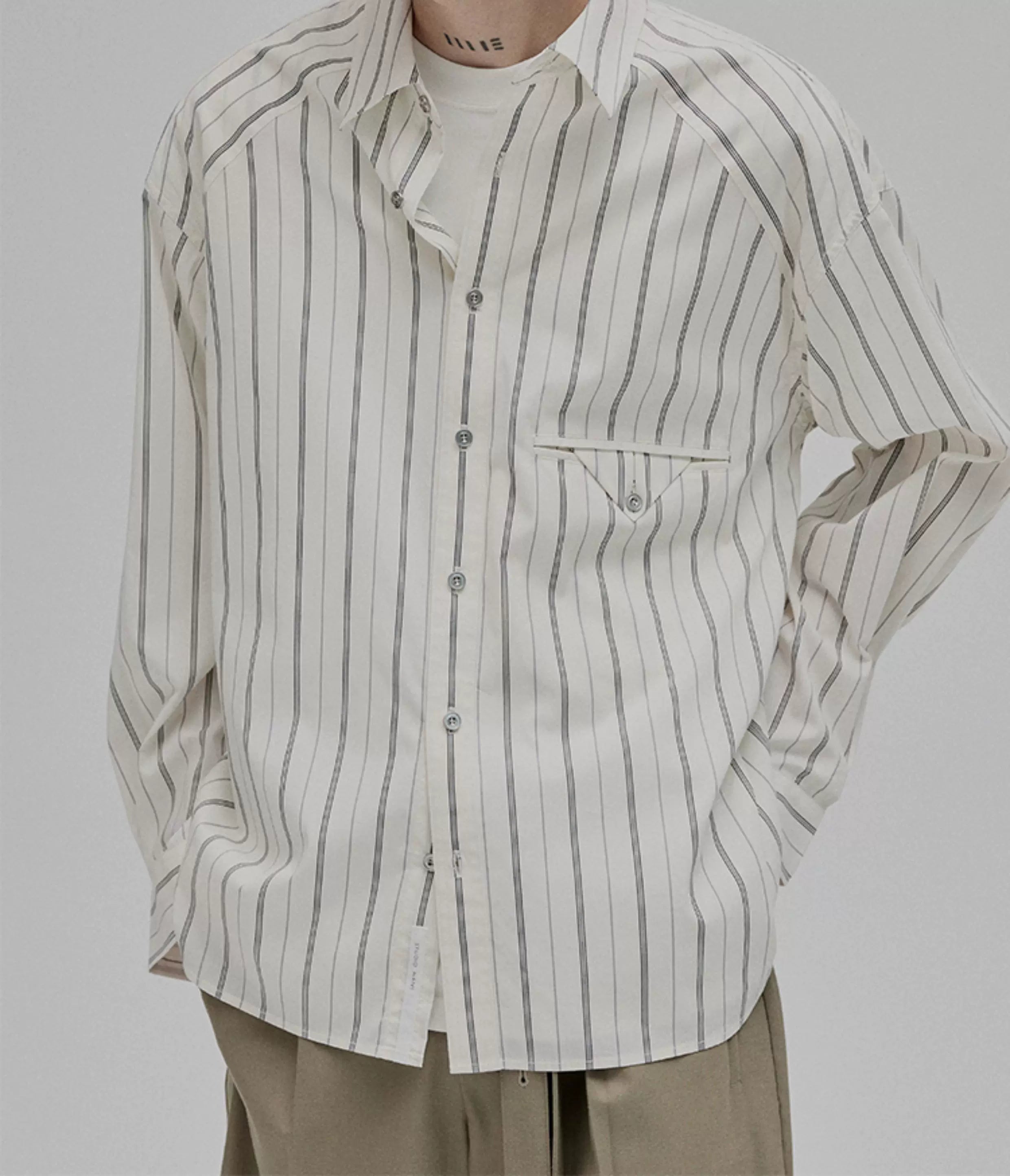 Blue White Striped Pocket Shirt