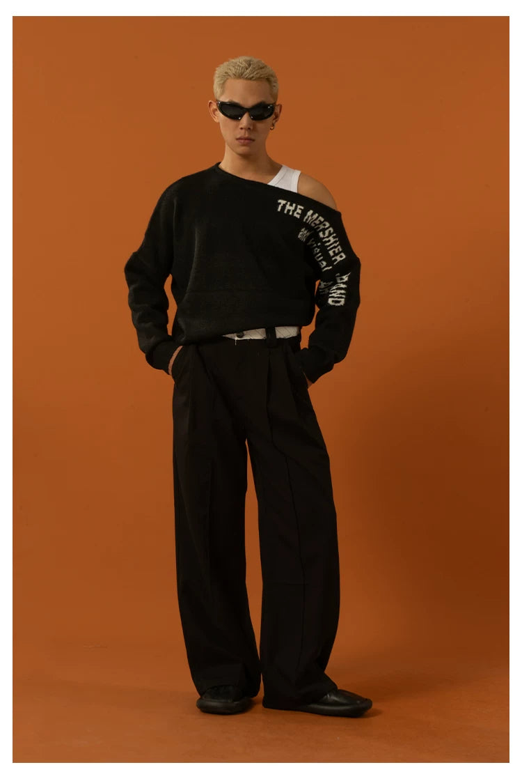 Men's Black-Grey Double Waistband Casual Pants