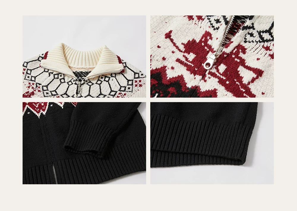 Fair Isle Color Block Cardigan