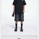 Special Waistband Tailored Washed Denim Shorts
