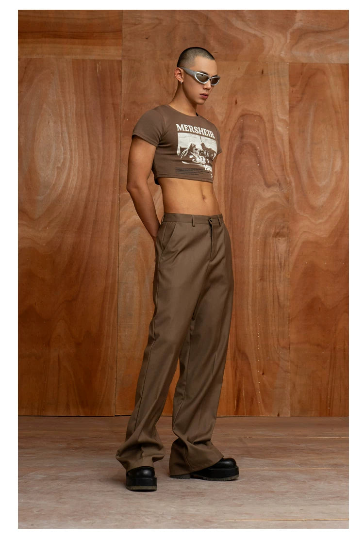 Men's Vintage Flared Slit Hem Pants