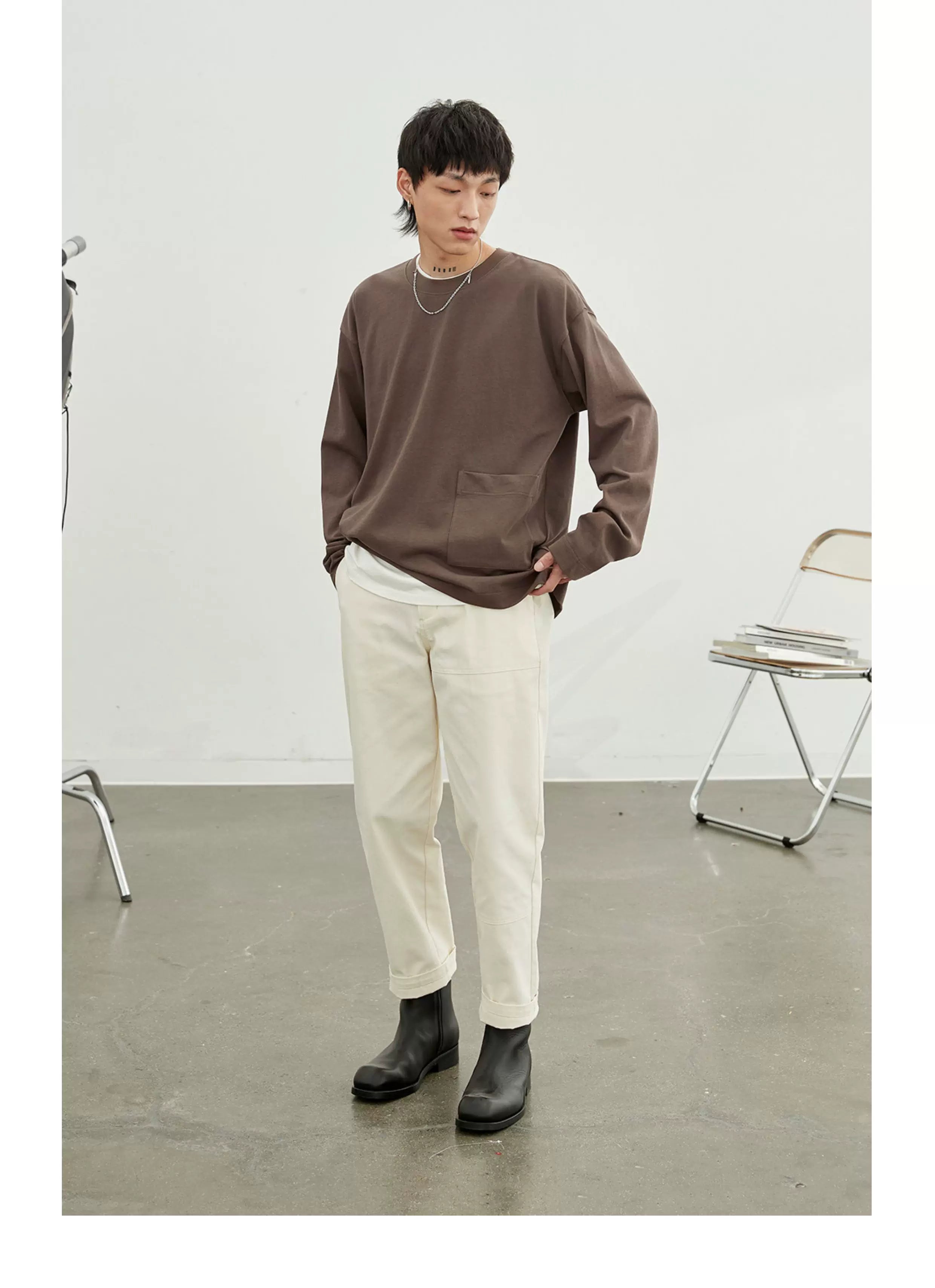 Vintage Herringbone Elastic Waist Cargo Pants