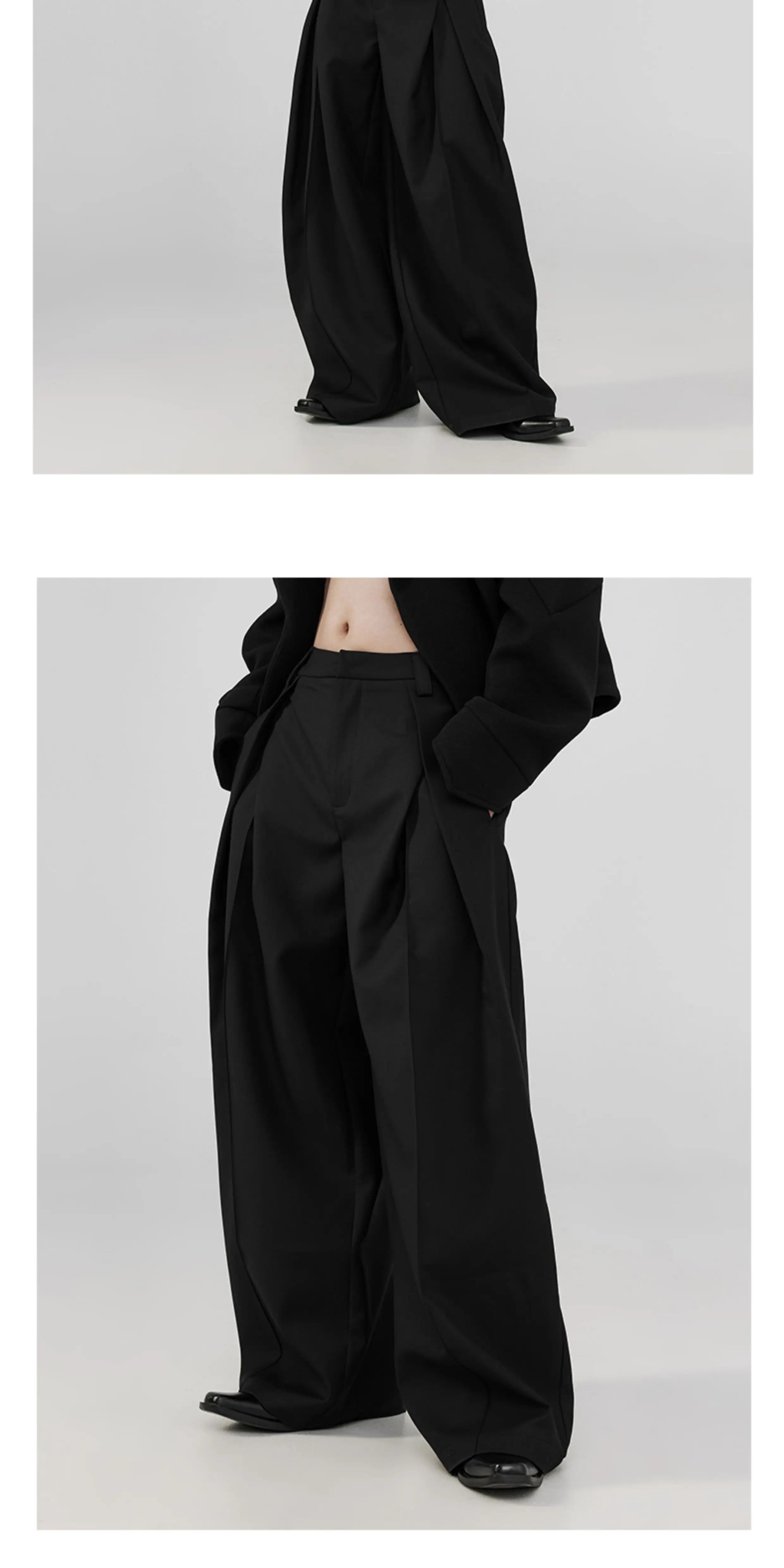 Wrinkle-Free Pleated Loose Wide Leg Pants