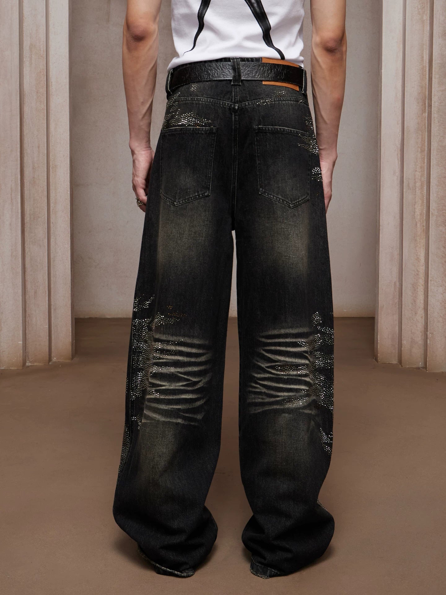 American Washed Rhinestone Straight Leg Jeans