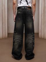 American Washed Rhinestone Straight Leg Jeans