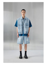 Distressed Patched Denim Pants