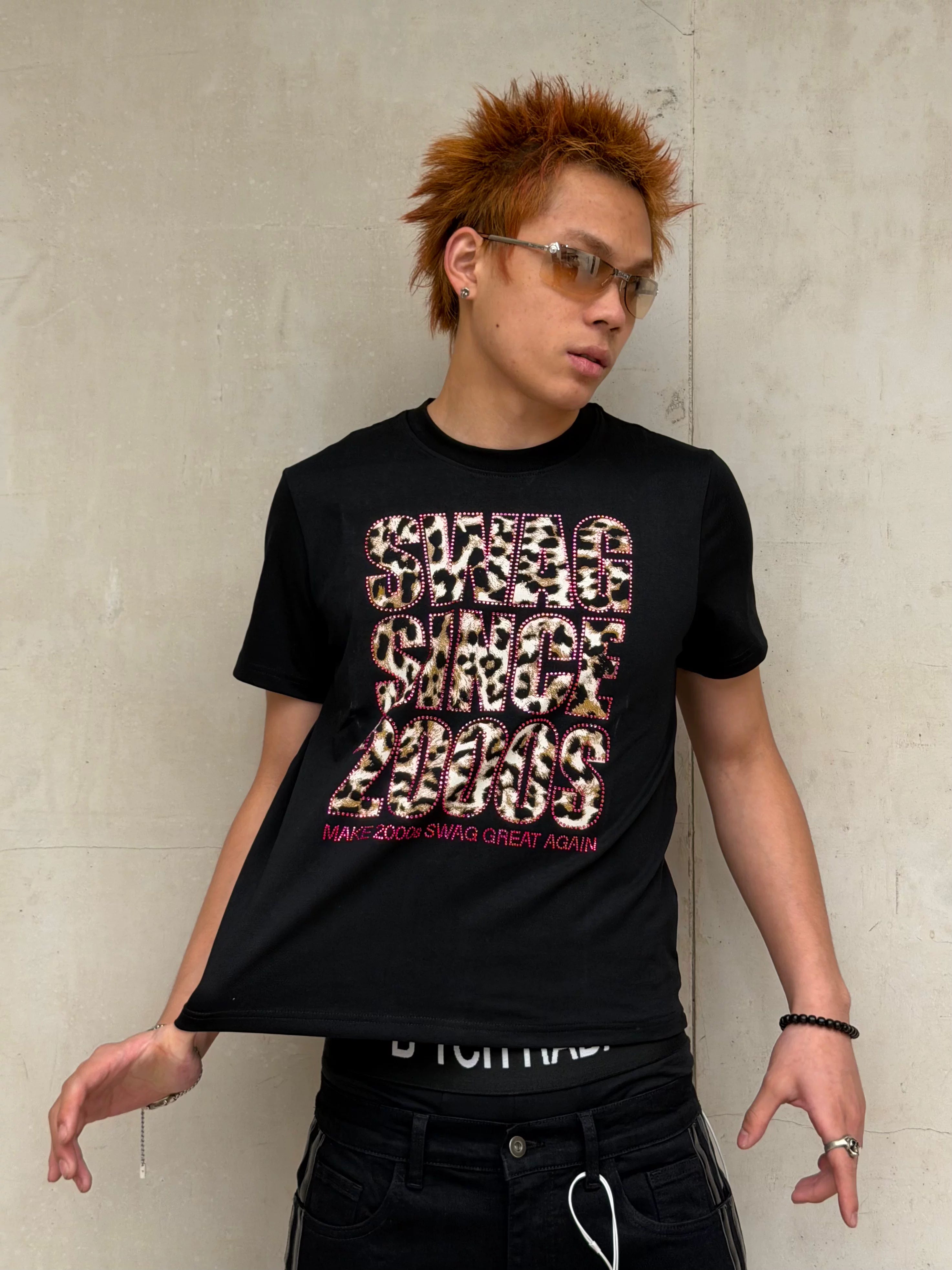 Y2K Fitted Pink Leopard Print Tee