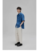 Short Sleeve Square Neck Cotton Shirt