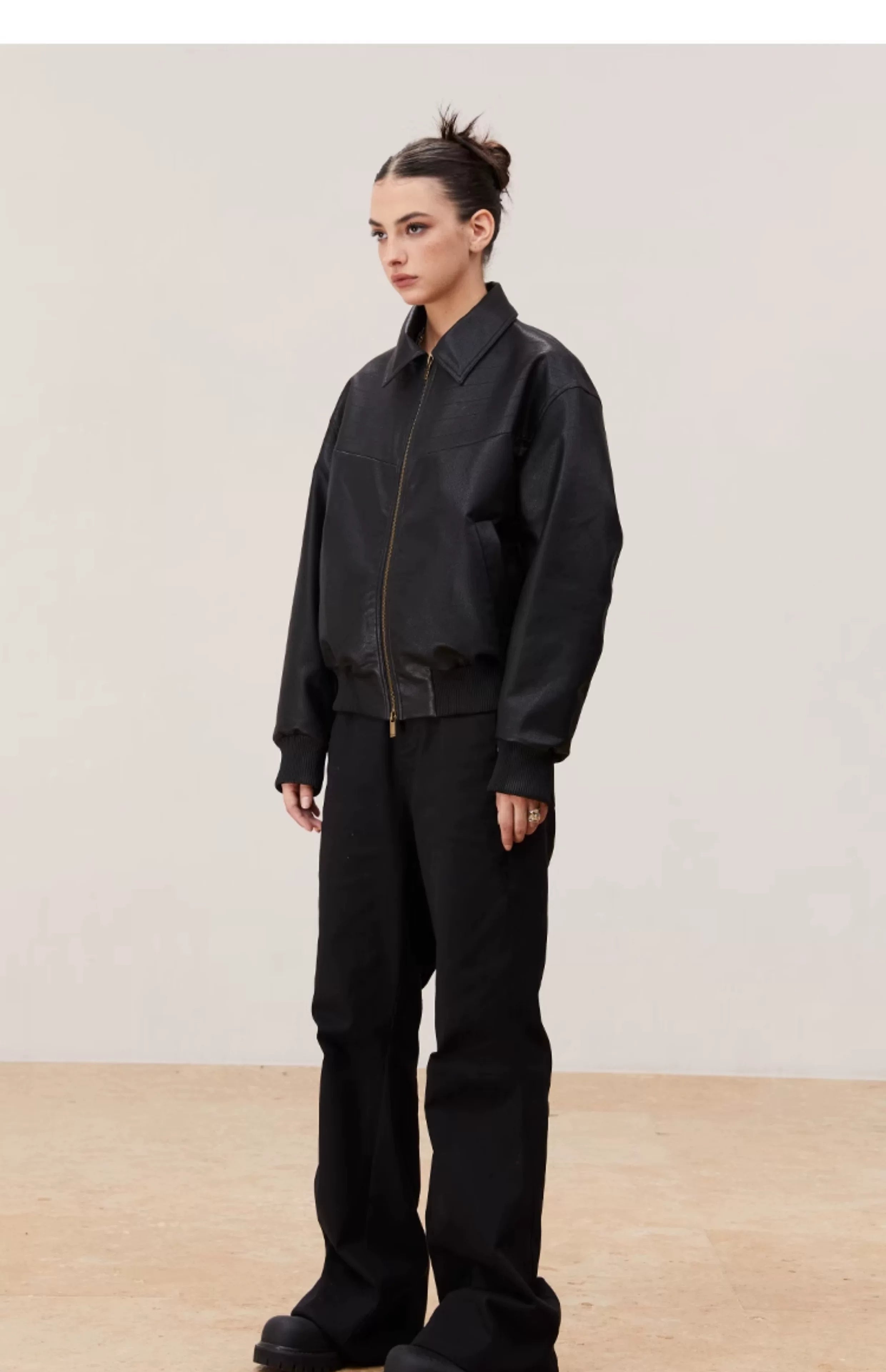 Vintage Matte Drop Shoulder PU Jacket