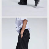 Double Pleated Zip Straight Loose Pants