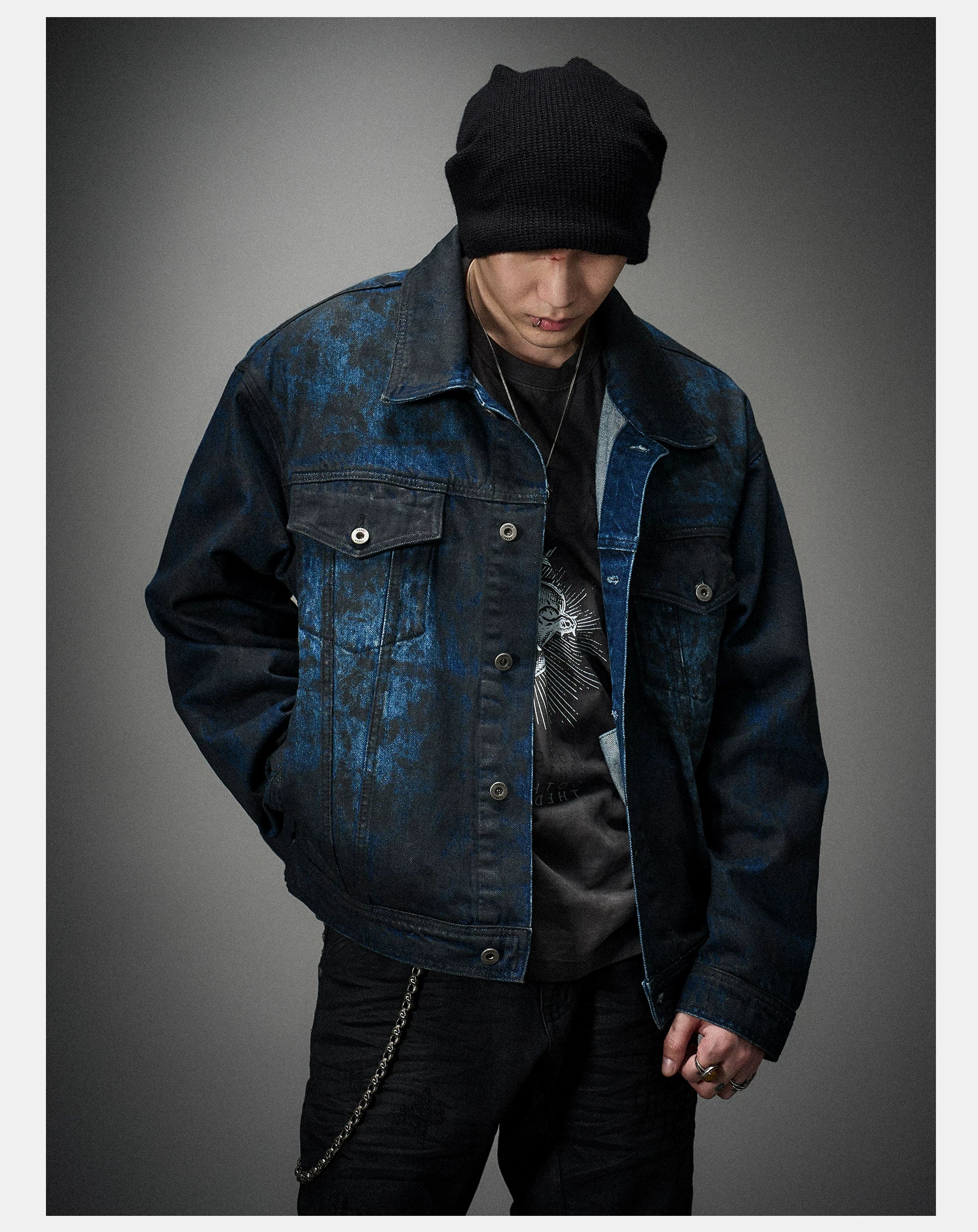 Distressed Ice Blue Ombre Denim Jacket