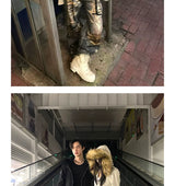 Washed Detachable Fur Zip Hoodie