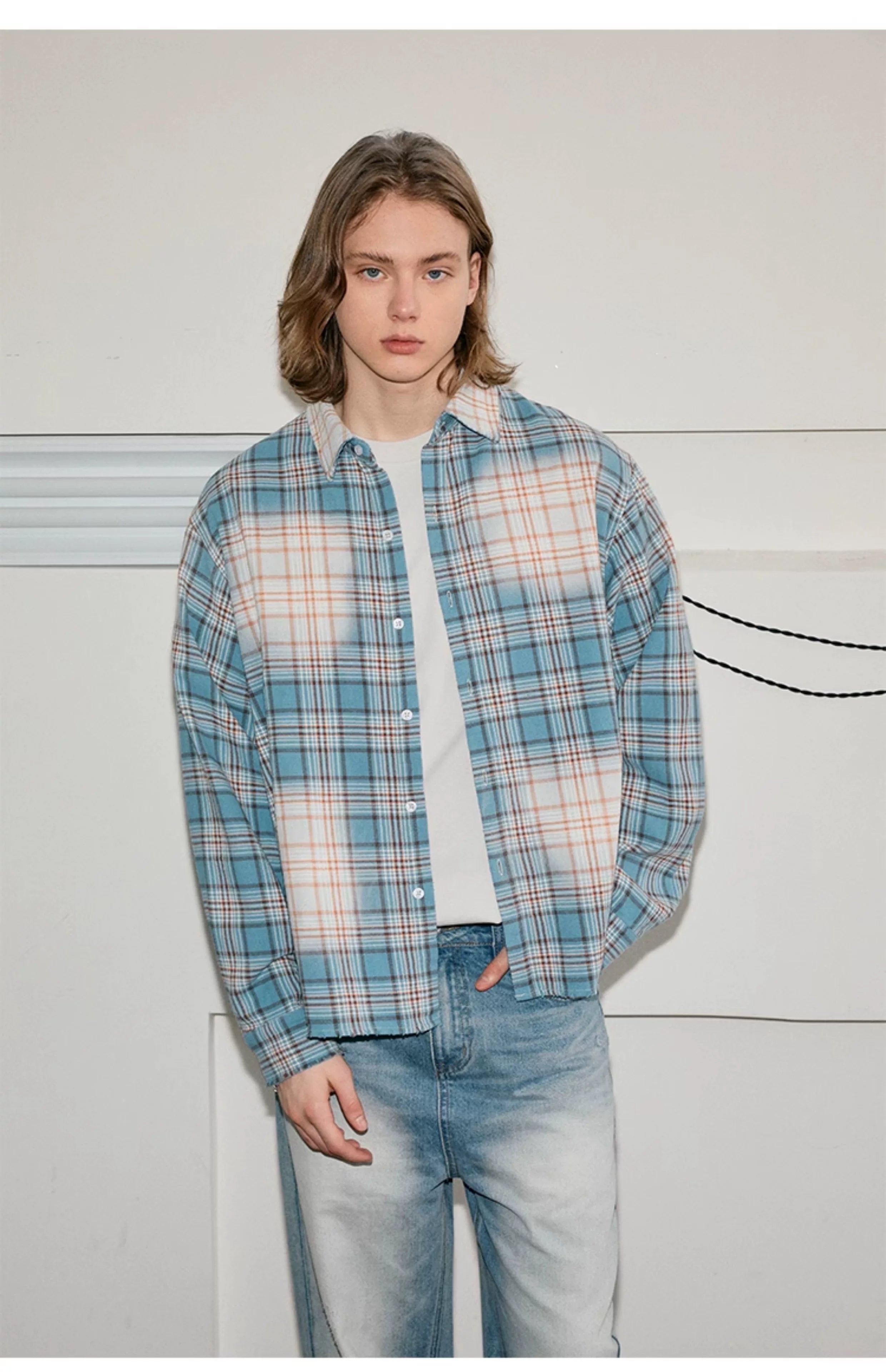 Vintage Wash Plaid Long Sleeve Shirt