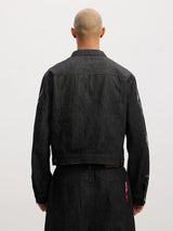 Tiger Sequin Boxy Cropped Denim Jacket