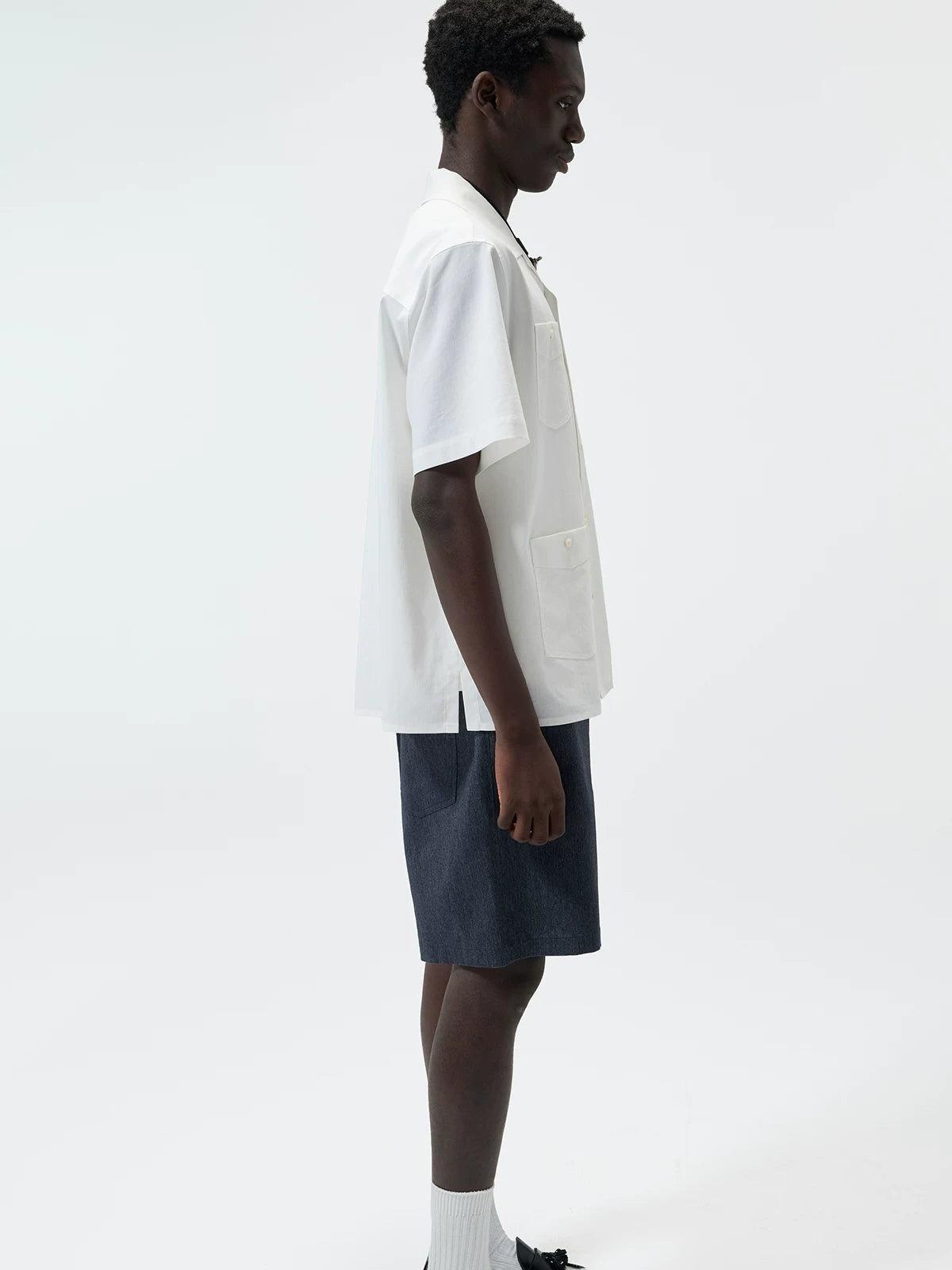Short-Sleeve Cuban Collar Linen Blend Shirt